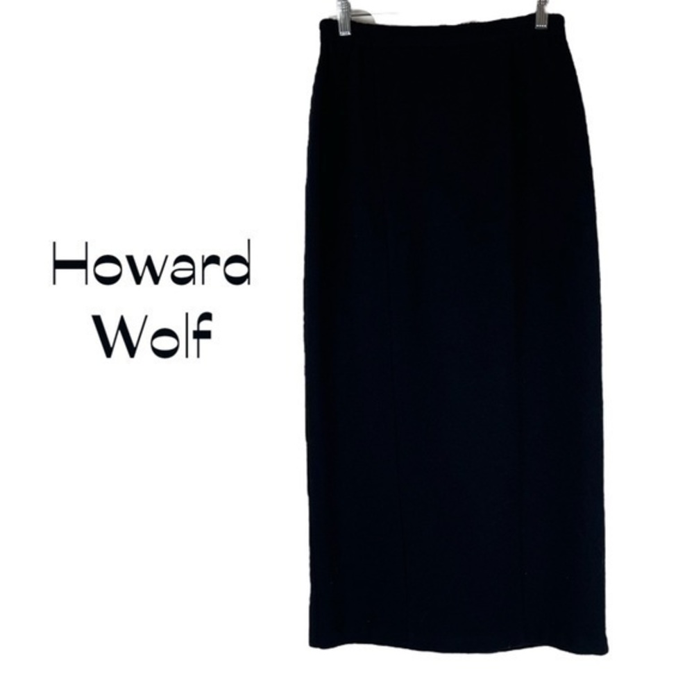 Vintage Howard Wolf Black Textured Wool Blend Maxi Skirt NWT